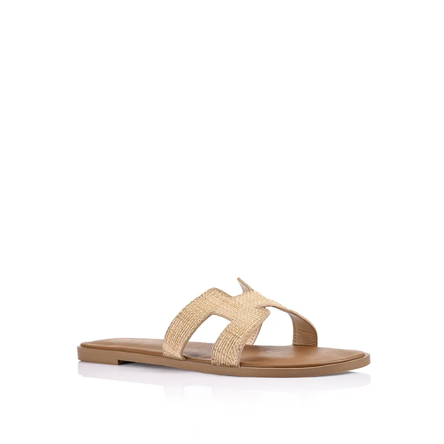 Light Sole Comfortable Insole Sandra Casual Slides - Natural Raffia