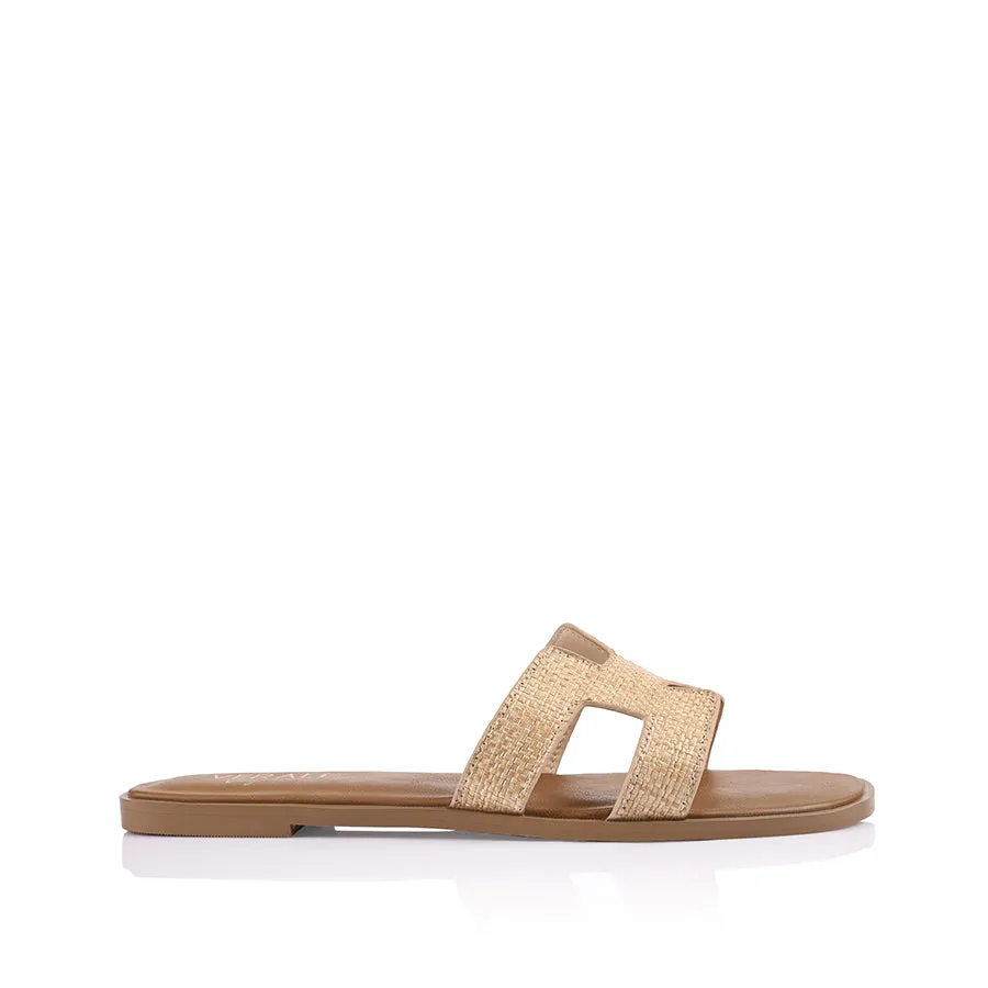 Sandra Casual Slides - Natural Raffia Simple Step