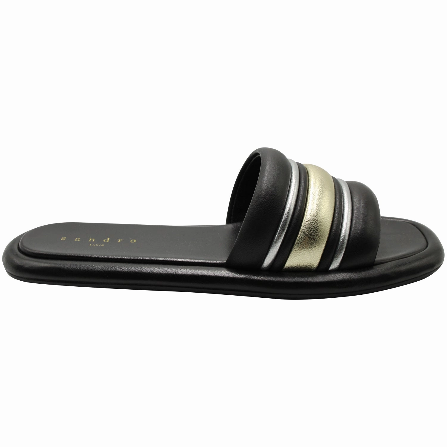 Clear Path All-day Slip-on Footwear Sandro Paris Tam Slide Sandals in Black Leather