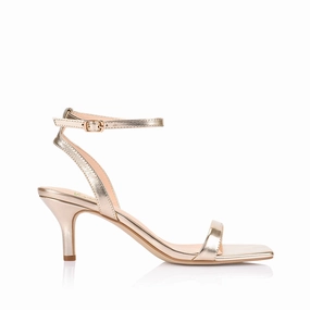 Tally Kitten Heel Sandals - Champagne Gold Minimalist Heels