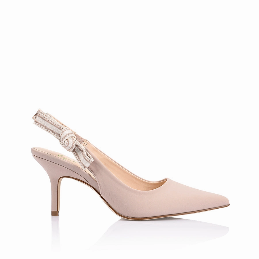 Supportive Fit Chic White Stilettos Shaan Slingback Stilettos - Beige Knit