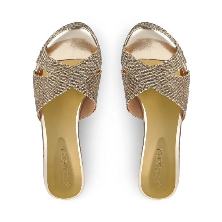 AIYANA- ANTIQUE GOLD WEDGES High Shine Walk Proud