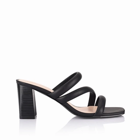 NaeNae Block Heel Sandals - Black Comfortable Midsole Easy Slide
