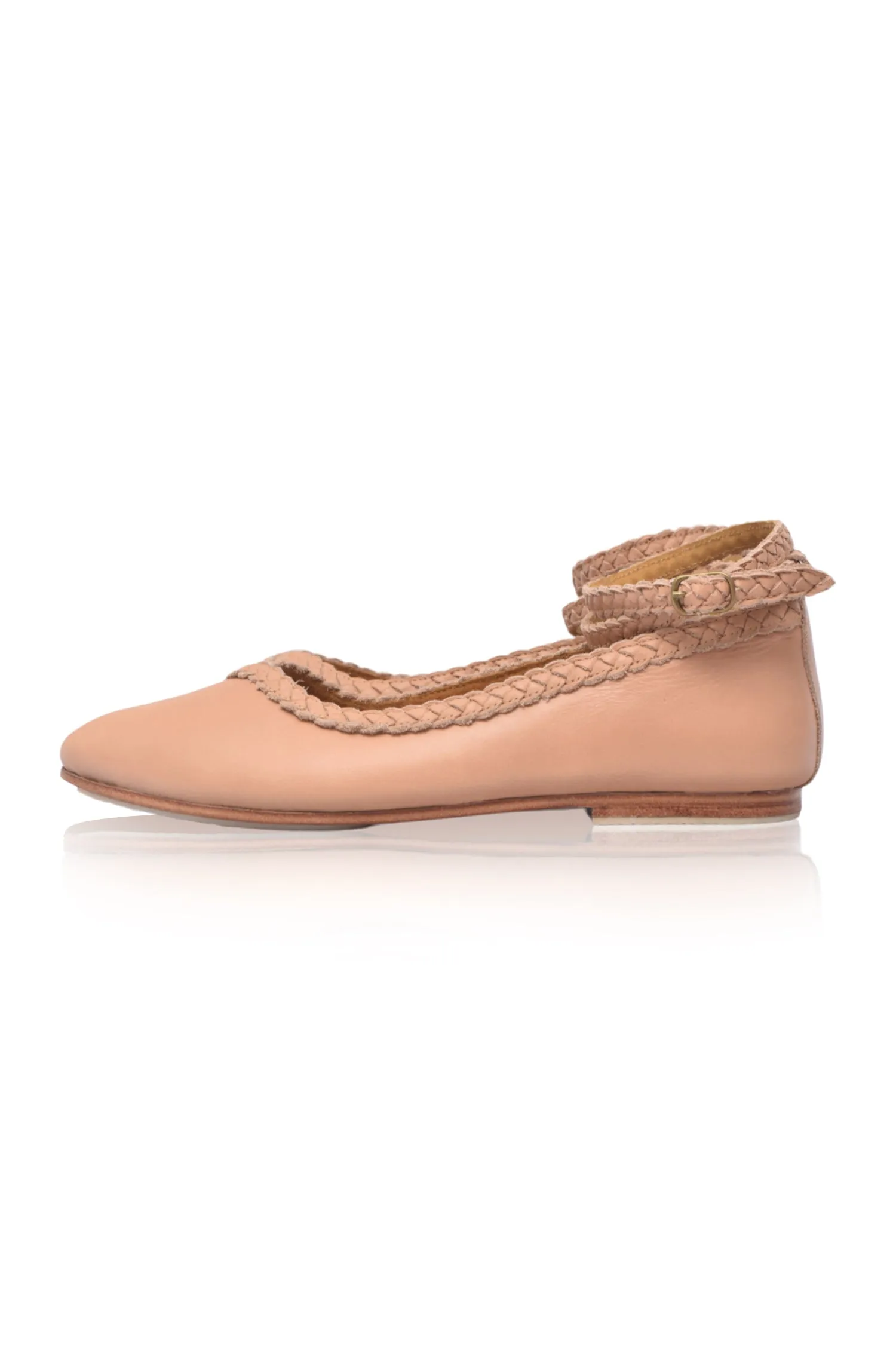 Toe Cap Soiree Pointy Toe Leather Ballet Flats