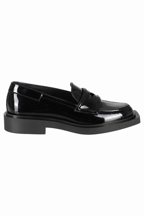 Black Leather Loafer With Purple Pattern Doctor Approved Low Profile