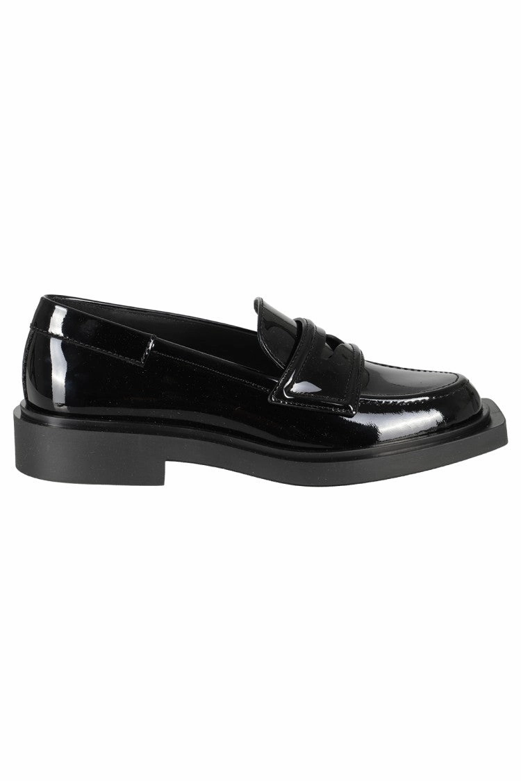Comfortable Leather Footwear Walk Light Black Leather Loafer With Purple Pattern