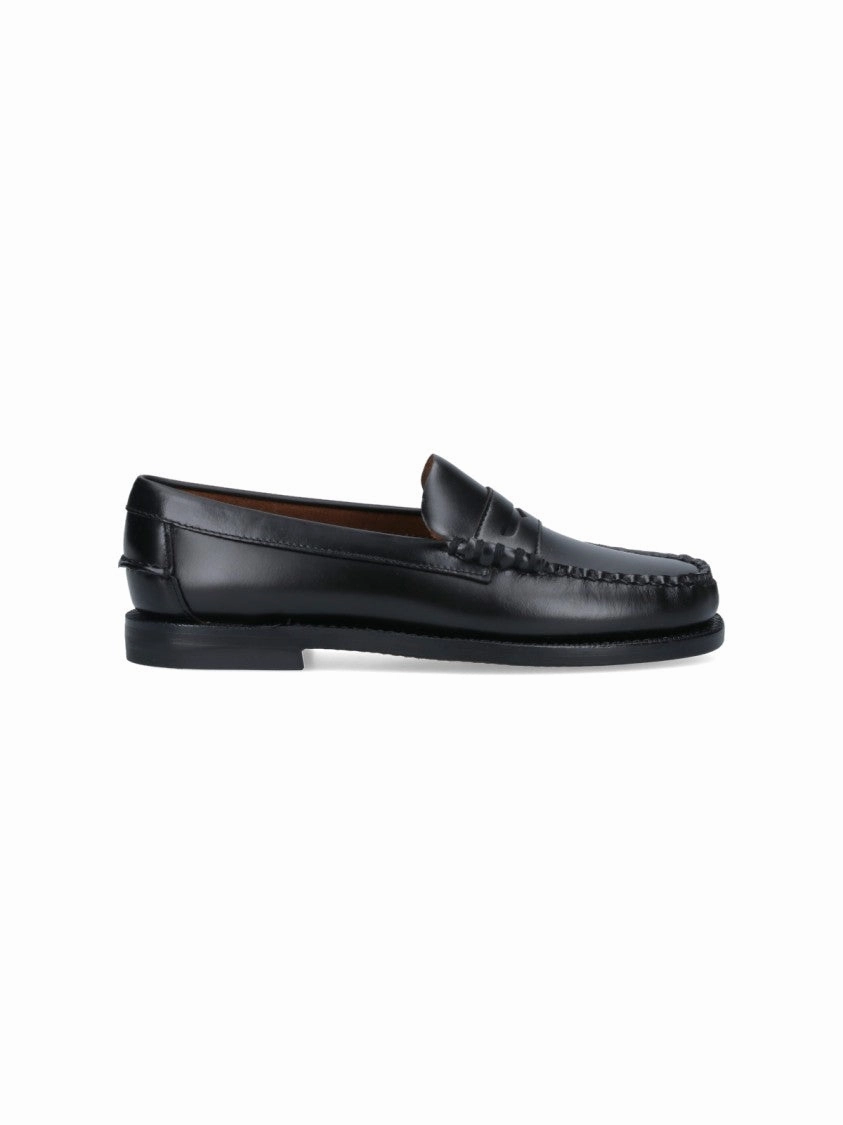 Youth Edge Slip-On Black Leather Moccasins With Cut-Out Detail
