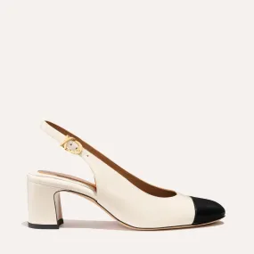 The Cluny Slingback - Cream and Black Calf Anatomical Contour