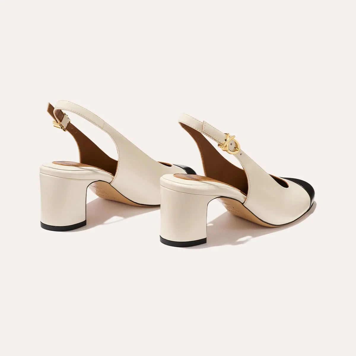 The Cluny Slingback - Cream and Black Calf Bold flair