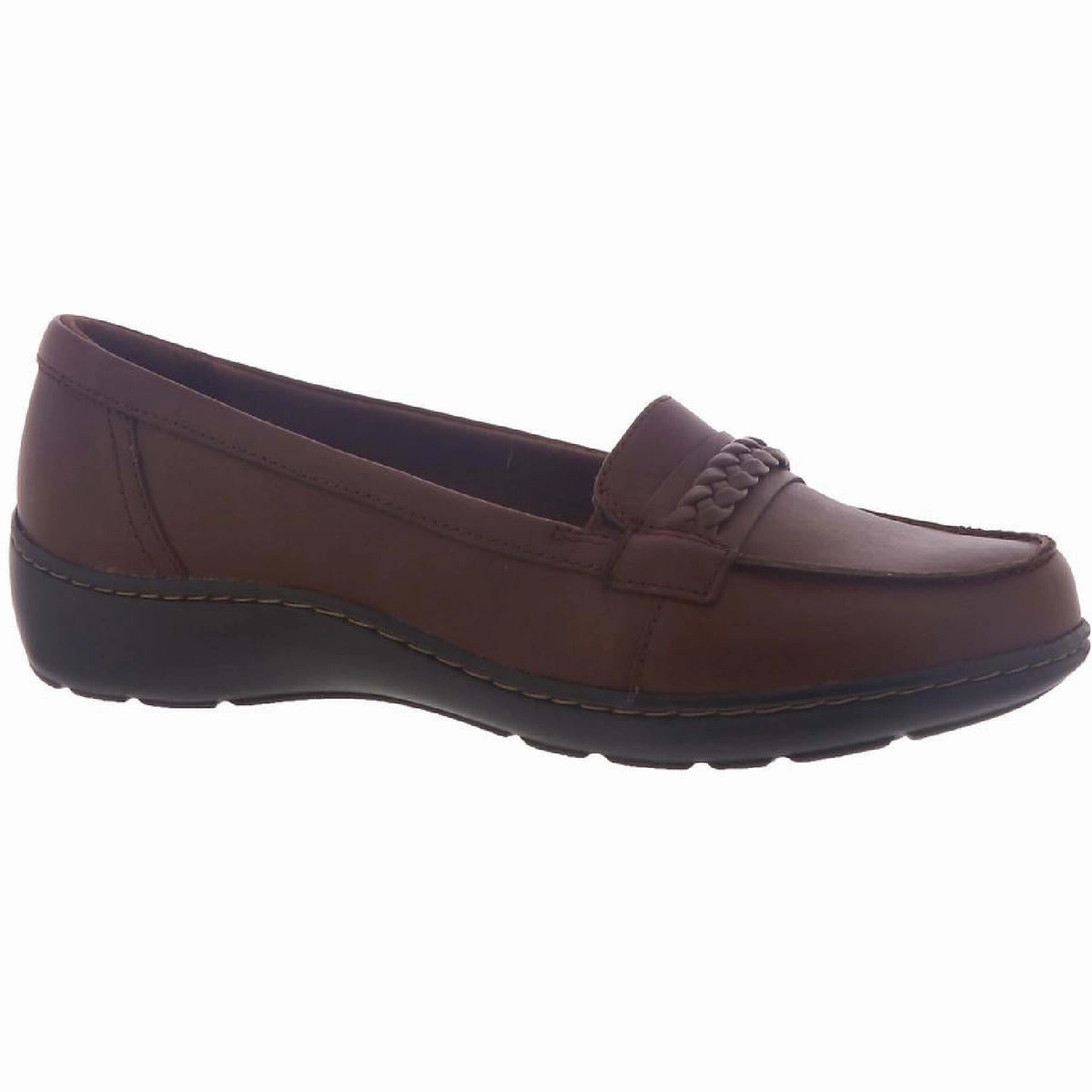 Cora Viola Womens Leather Slip On Loafers Tailored Edge Non-Slip Sole