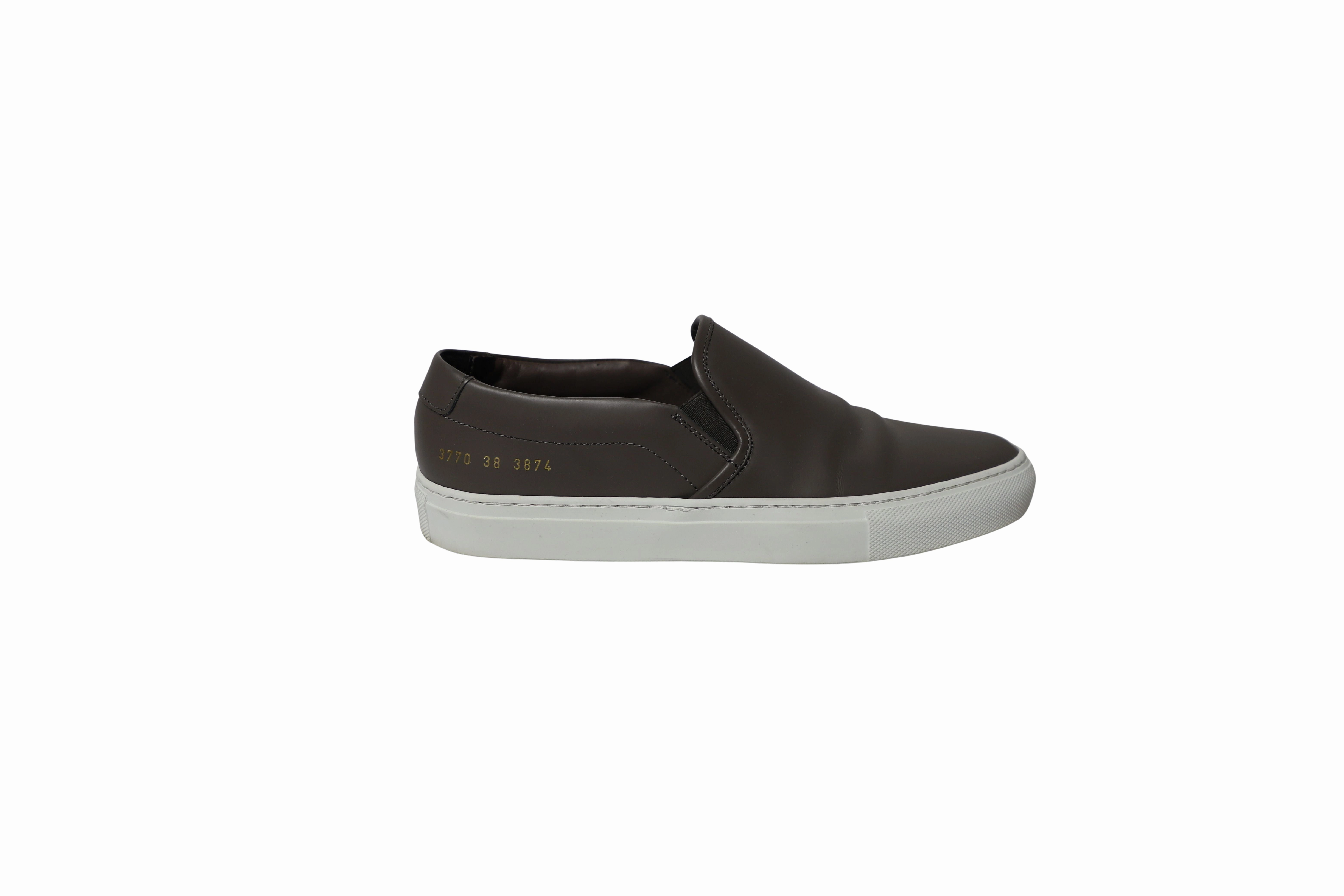 Common Projects Tournament Slip-On Sneakers in Grey Leather True Safe