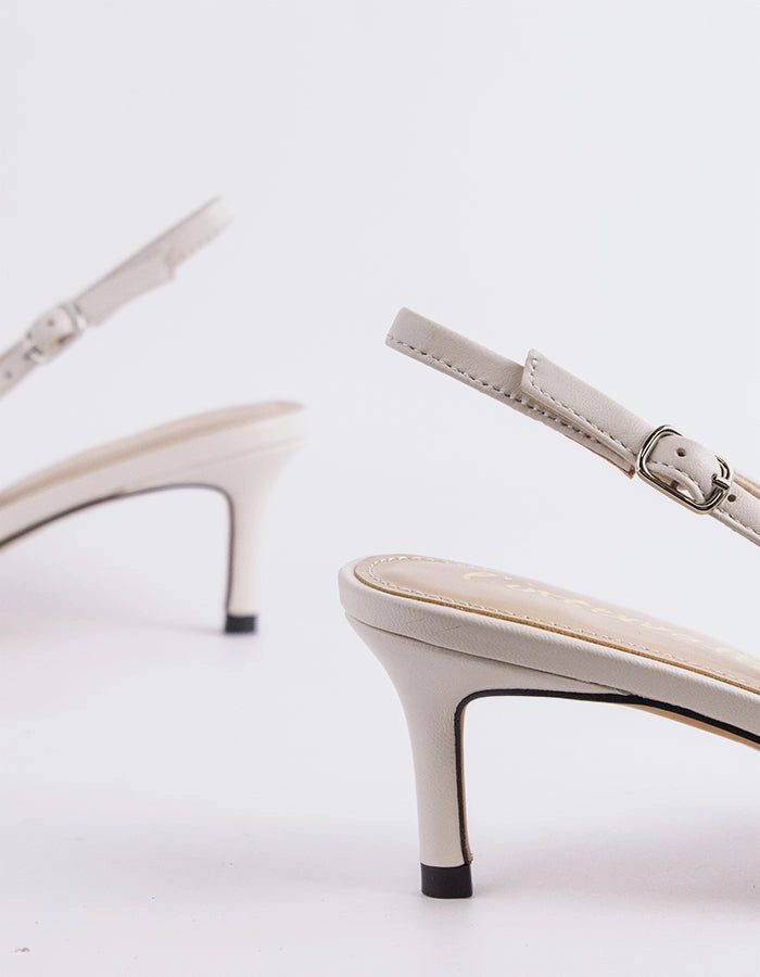 Alphen Off White Leather Active Day Casual Heels for Work