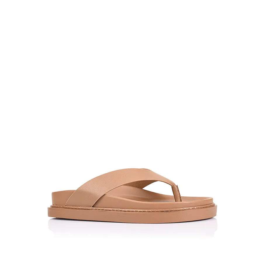 Bridget Footbed Slides - Dark Camel Tan Footwear for All Art Mood