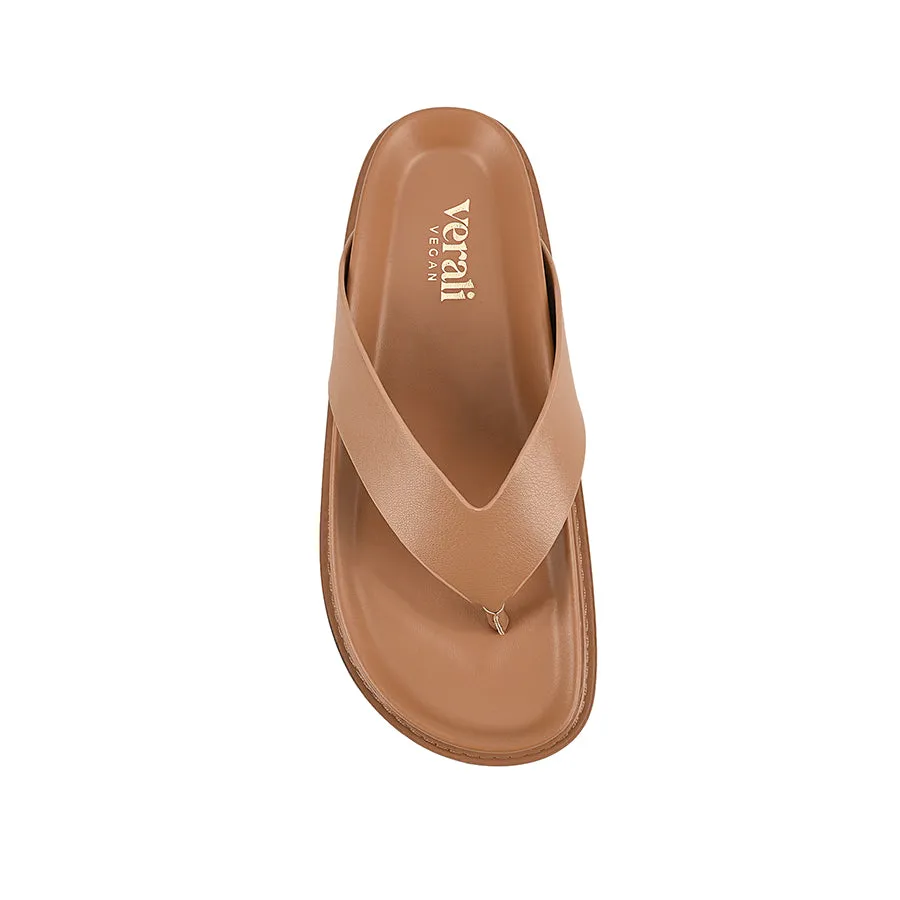 Light Step Bridget Footbed Slides - Dark Camel Tan