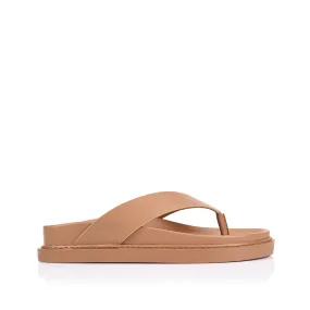 Supportive Flats Bridget Footbed Slides - Dark Camel Tan
