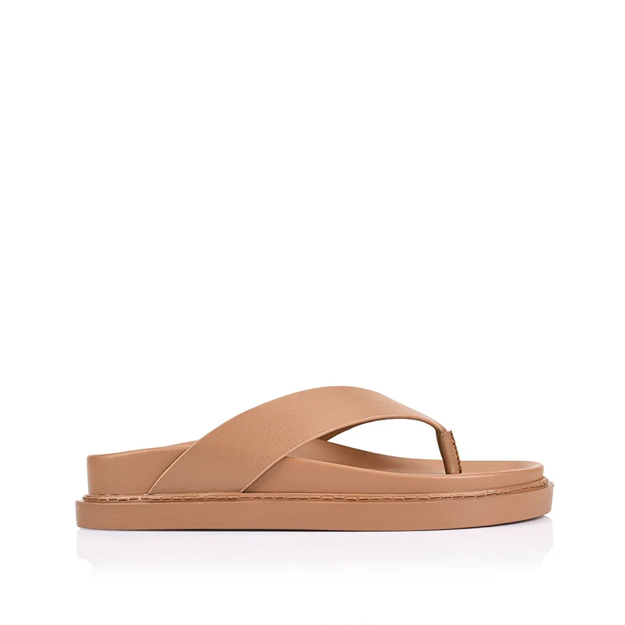 Supportive Flats Bridget Footbed Slides - Dark Camel Tan
