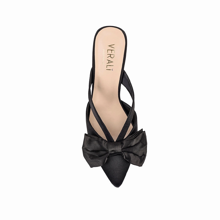 Spear Mules - Black Satin Quick Beach Wear