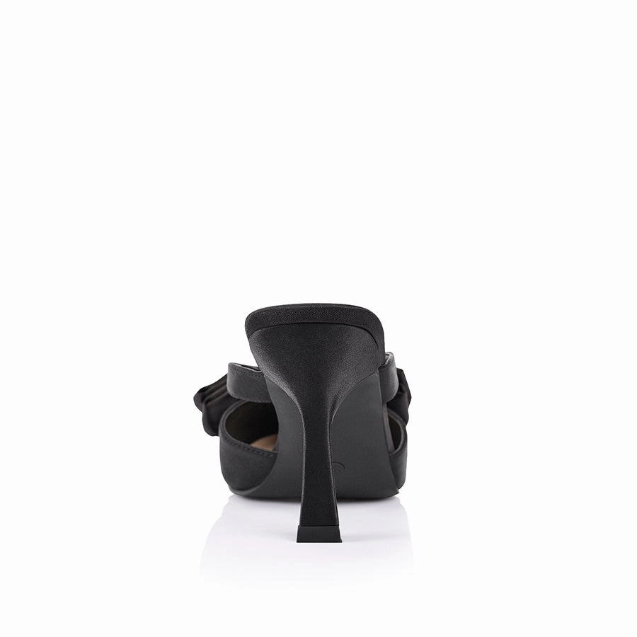 Spear Mules - Black Satin Instant Step Mule Style