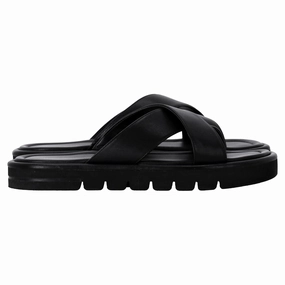 Stuart Weitzman Elodie Slide Sandals in Black Leather Step Softly