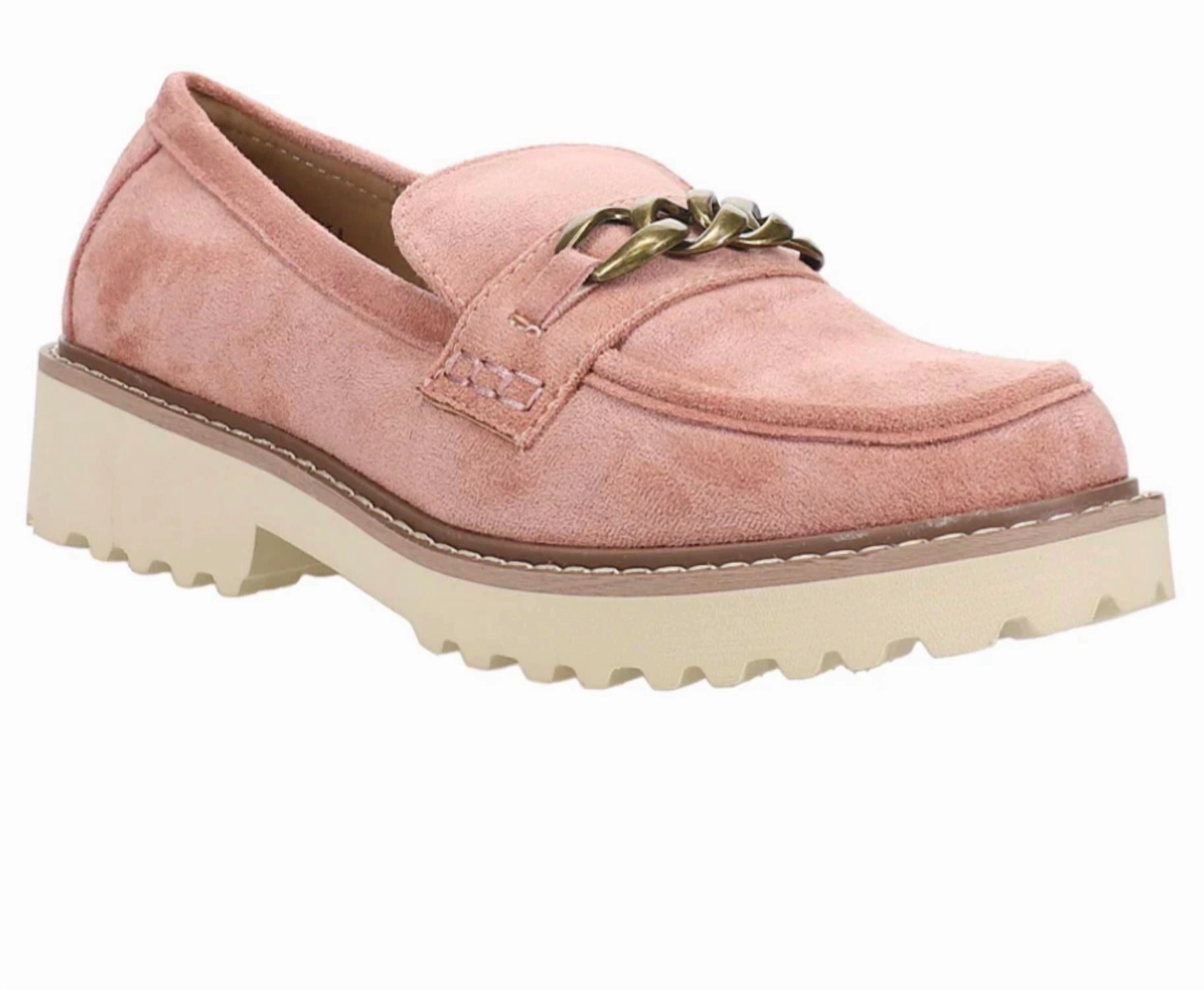 Faux Suede Loafers In Blush Firm Pace