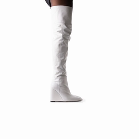 Harvest White Leather Chic Silhouette Chic Boot