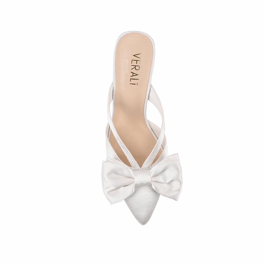 foldable Spear Mules - Chalk Satin