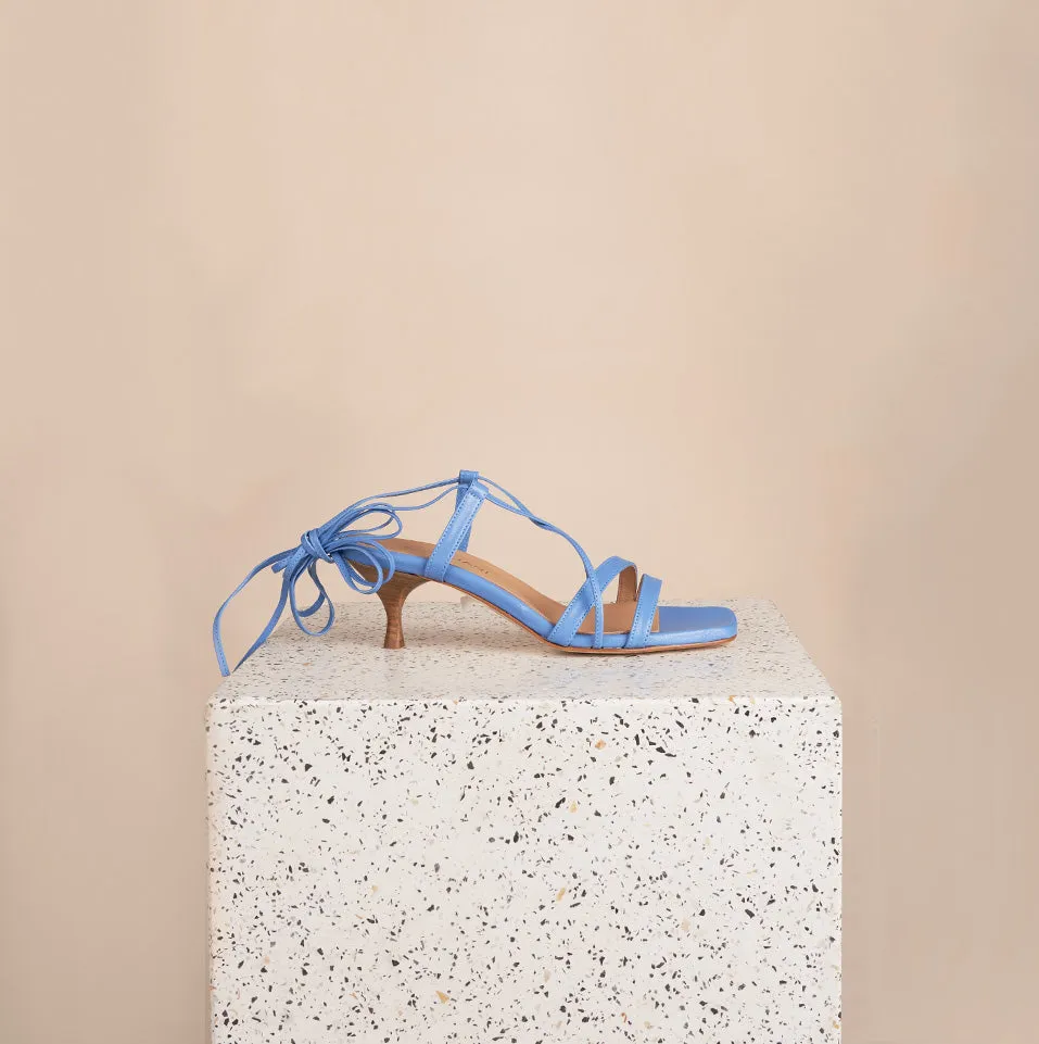 Rimini - Bleu Faience Floral Embellished Heels Versatile Piece