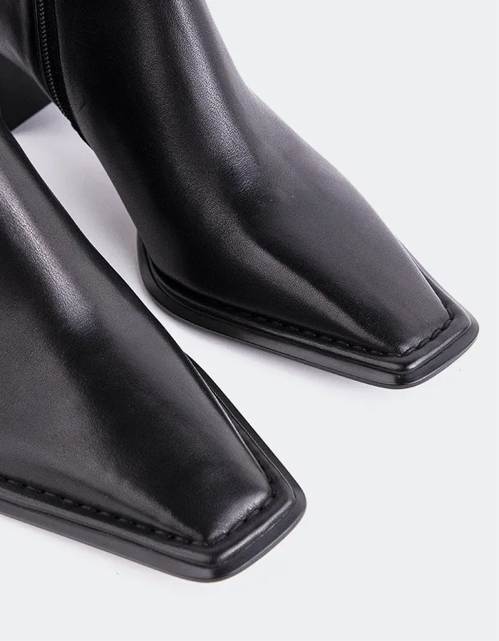 Caelum Black Leather Work Ready Mid Heel