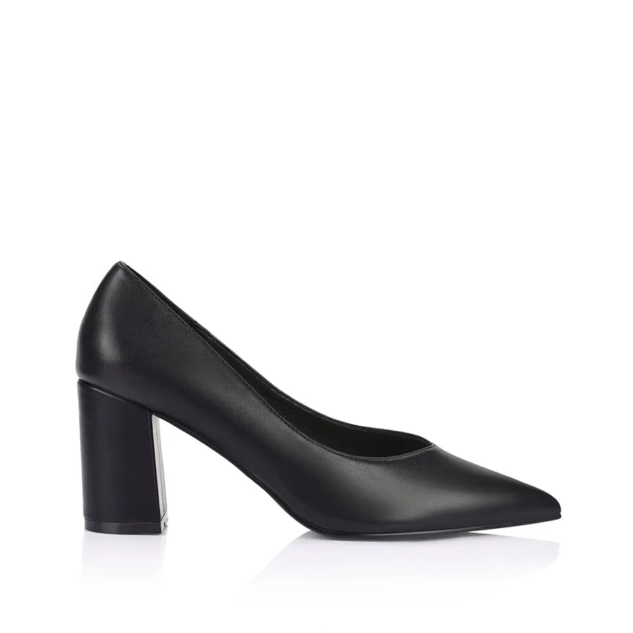 Elliot Block Heel Pumps - Black Heeled Booties
