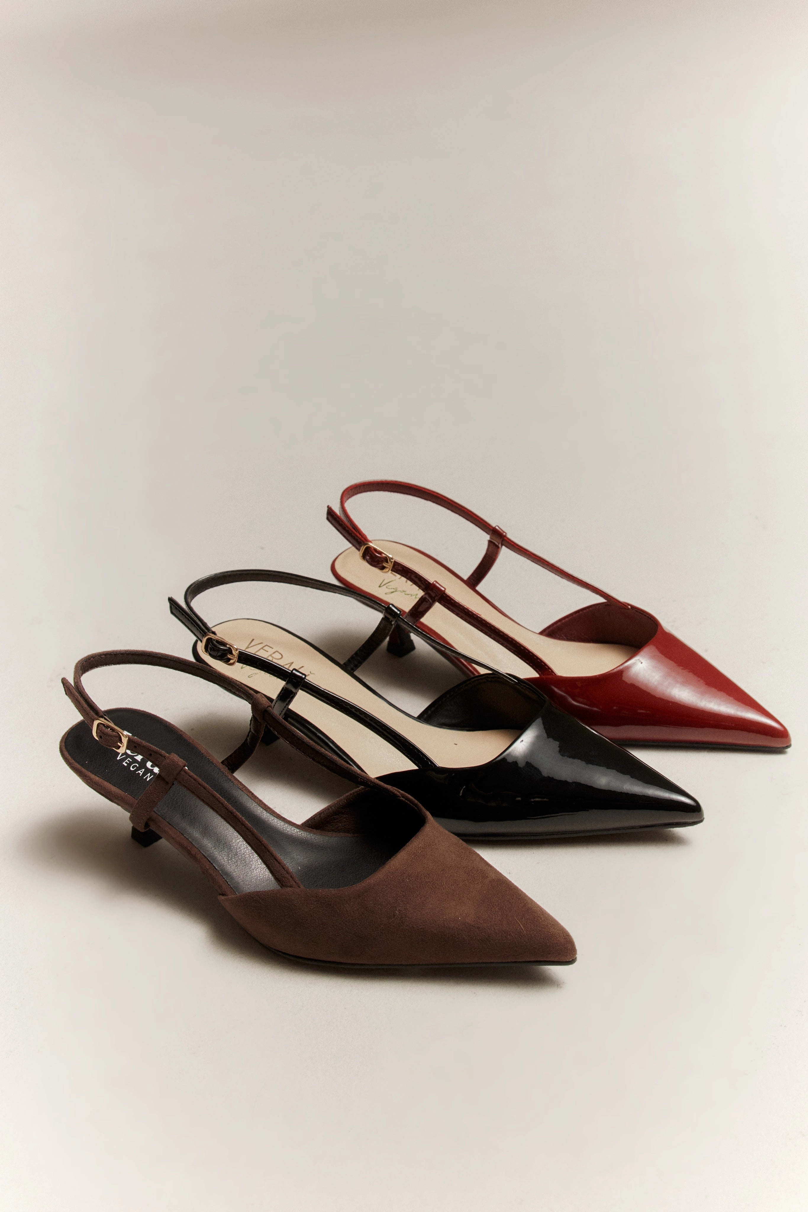 Comfortable Heels for Work Fashion Heels for Summer Lucas Slingback Kitten Heels - Wine Patent