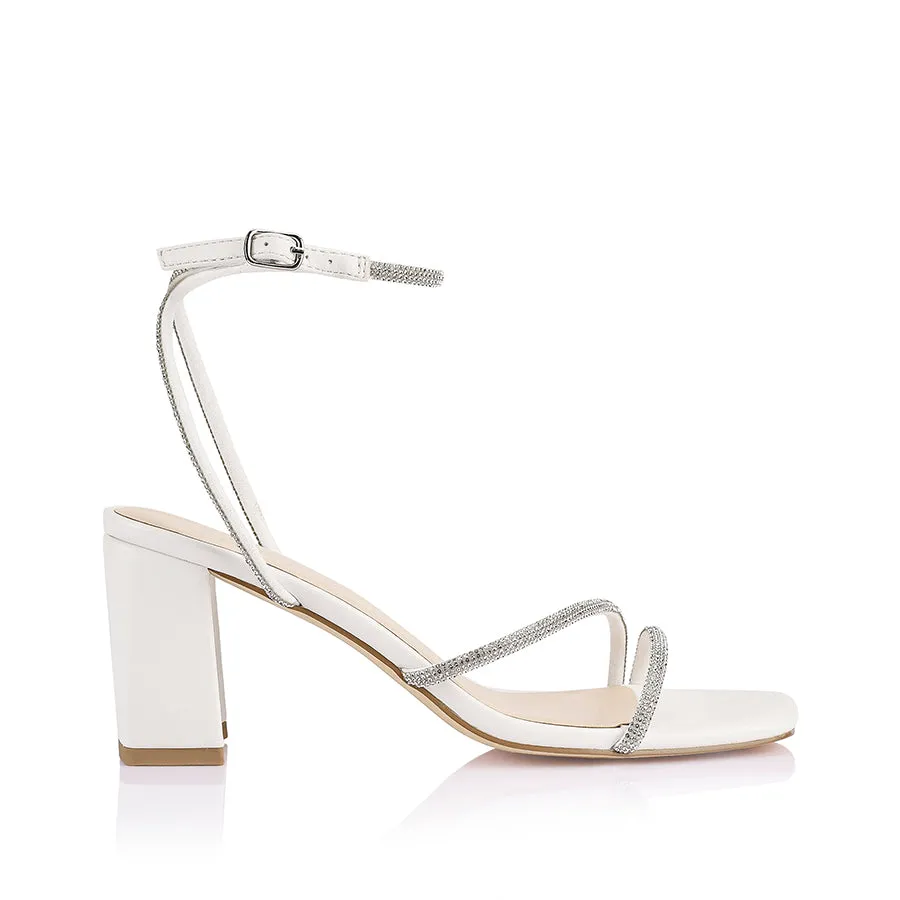 Nastassia Block Heel Sandals - Chalk Joint Care Happy Step