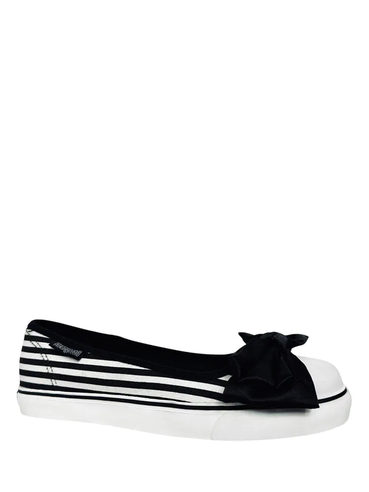 EMILY BOW STRIPE - BLACK/WHITE Quiet Lane Easy Slip-On Shoes
