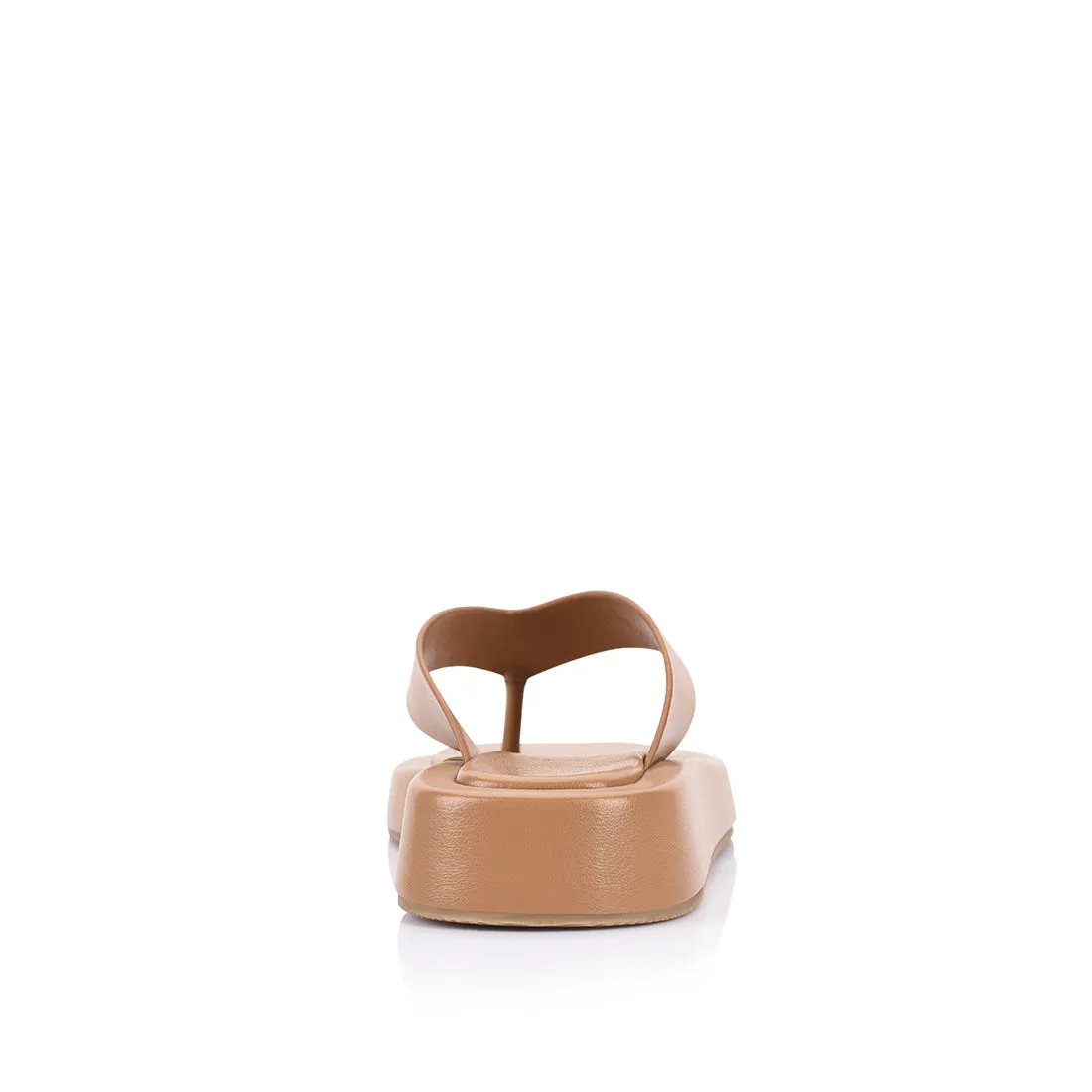 Chic Walk Comfortable Everyday Wear Bouncer II Flatform Thongs - Dark Camel Tan