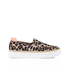 Queen Slip On Sneakers - Nude Leopard Knit Love Glow