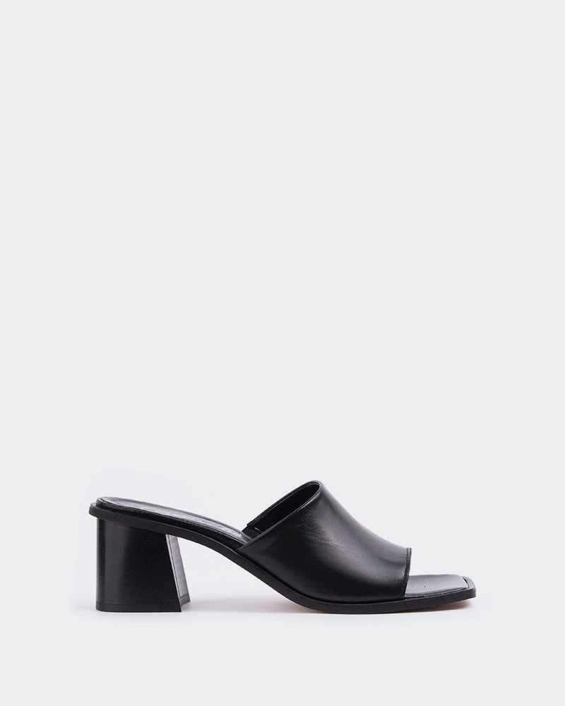 Temple Black Leather Quick Slip-On Design Durable Sole