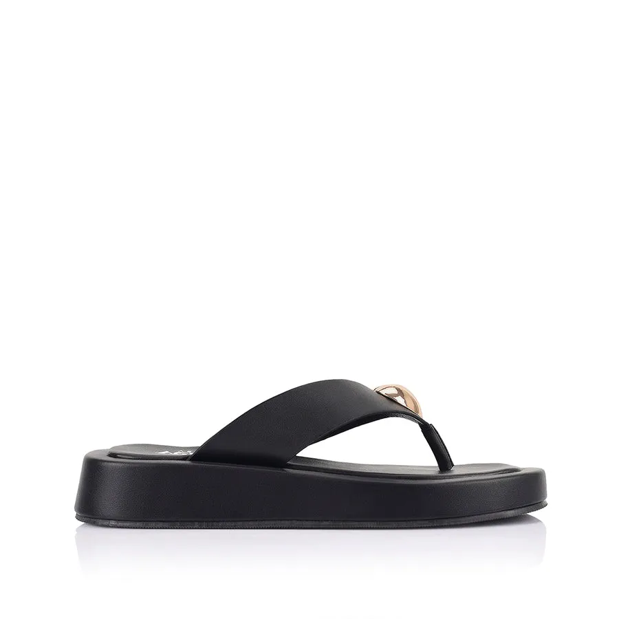 Casual Comfort Shoes Bosley Platform Thongs - Black