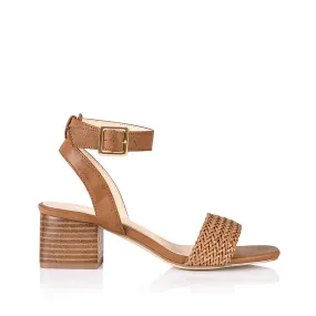 Arch support Elly Block Heel Sandals - Tan Weave
