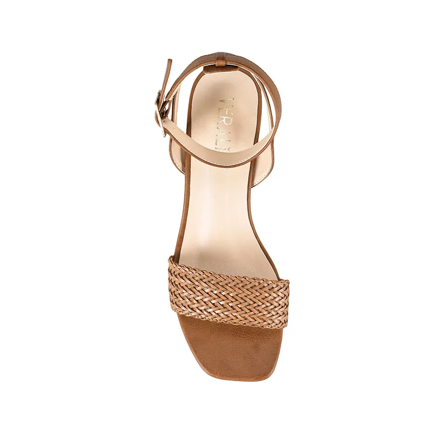 Elly Block Heel Sandals - Tan Weave Run Step