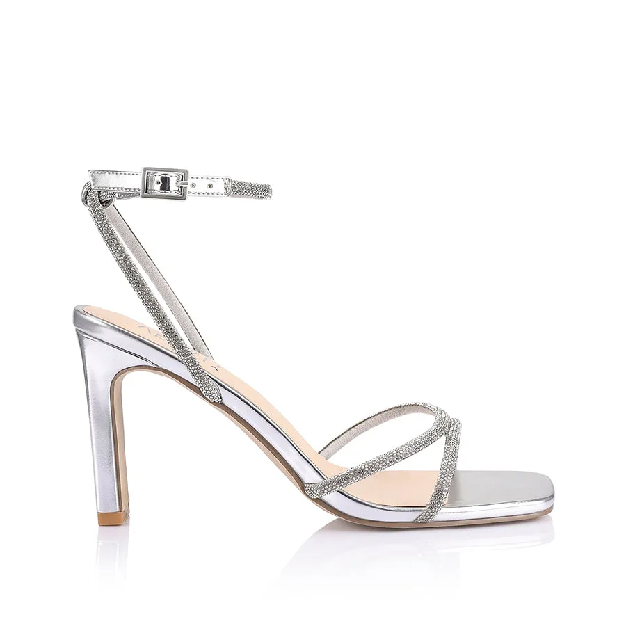 Comfort Grip Kian Block Heel Sandals - Silver