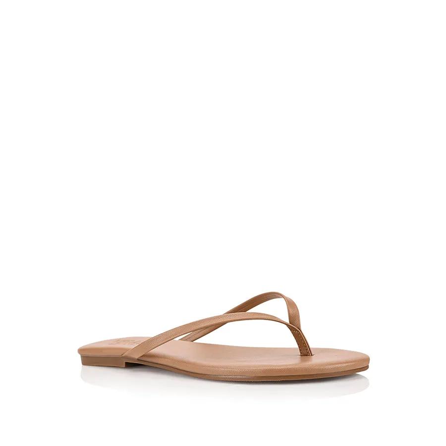 Tori Thongs - Dark Camel Tan Slip-On Comfort