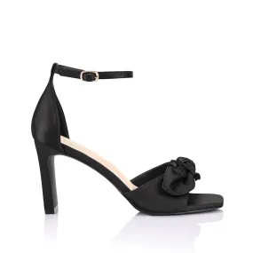 Gallery Visit Kara Block Heel Sandals - Black Satin