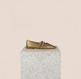 Slip-On Comfort Shoes Trendy Vibe Como 2 Buckle  - Perforated Gold Foil