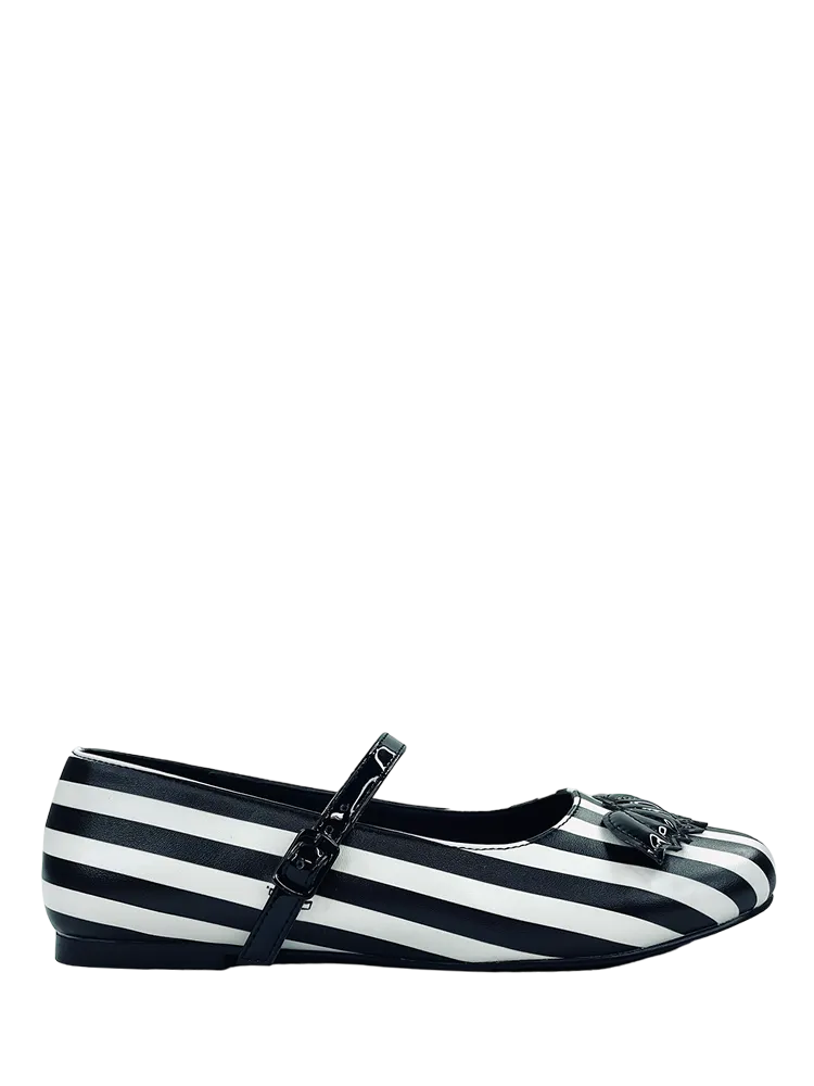 MARY JANE BAT STRIPE - WHITE/BLACK City Chill