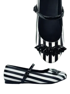 MARY JANE BAT STRIPE - WHITE/BLACK Recycle Safe