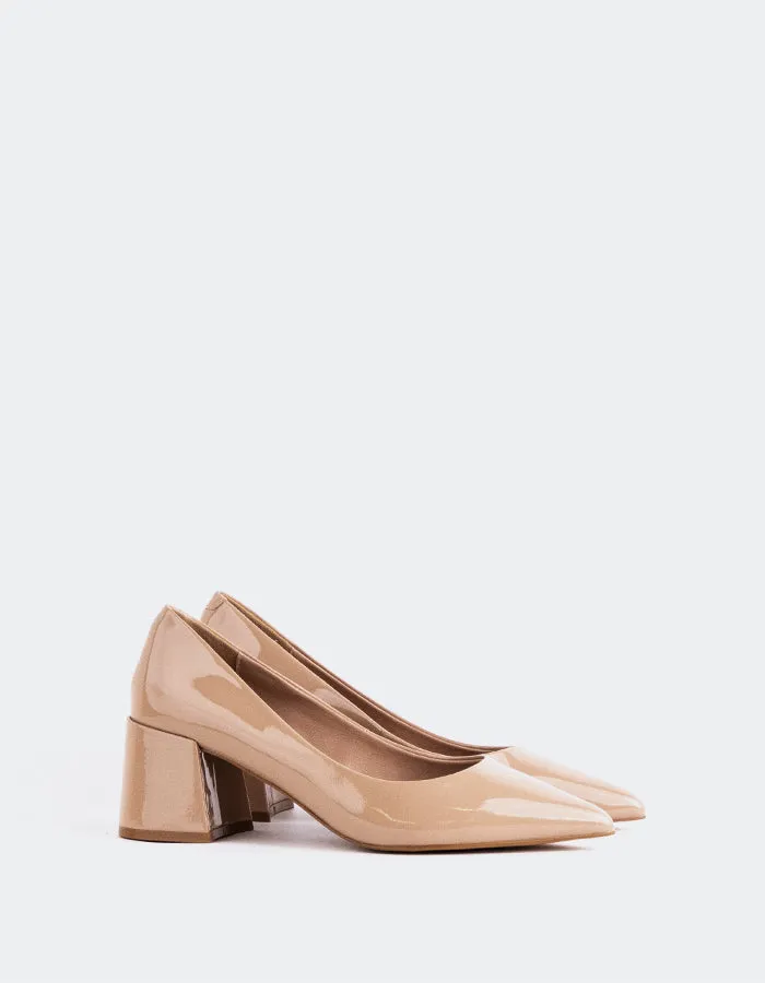 Josephine Nude Patent Pointed Pumps Arch Cushioning