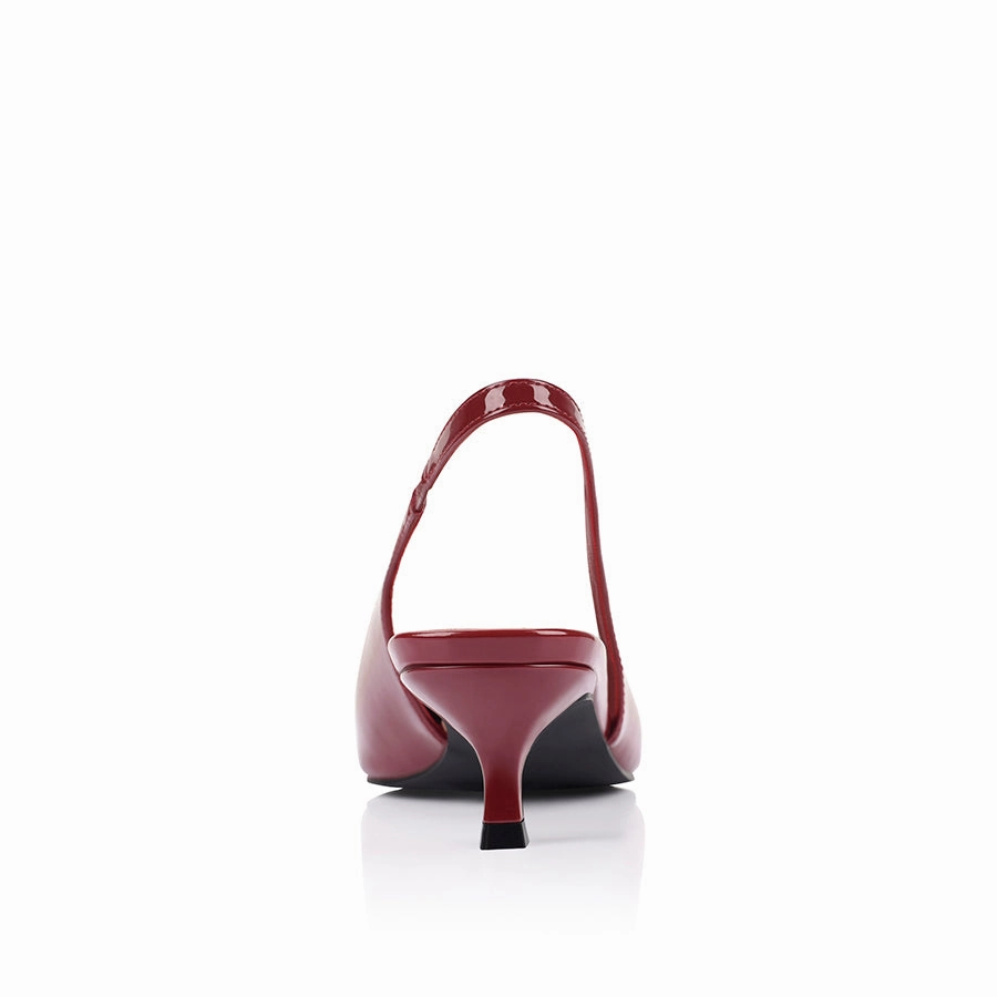 Lush Slingback Kitten Heels - Wine Patent Shock absorption