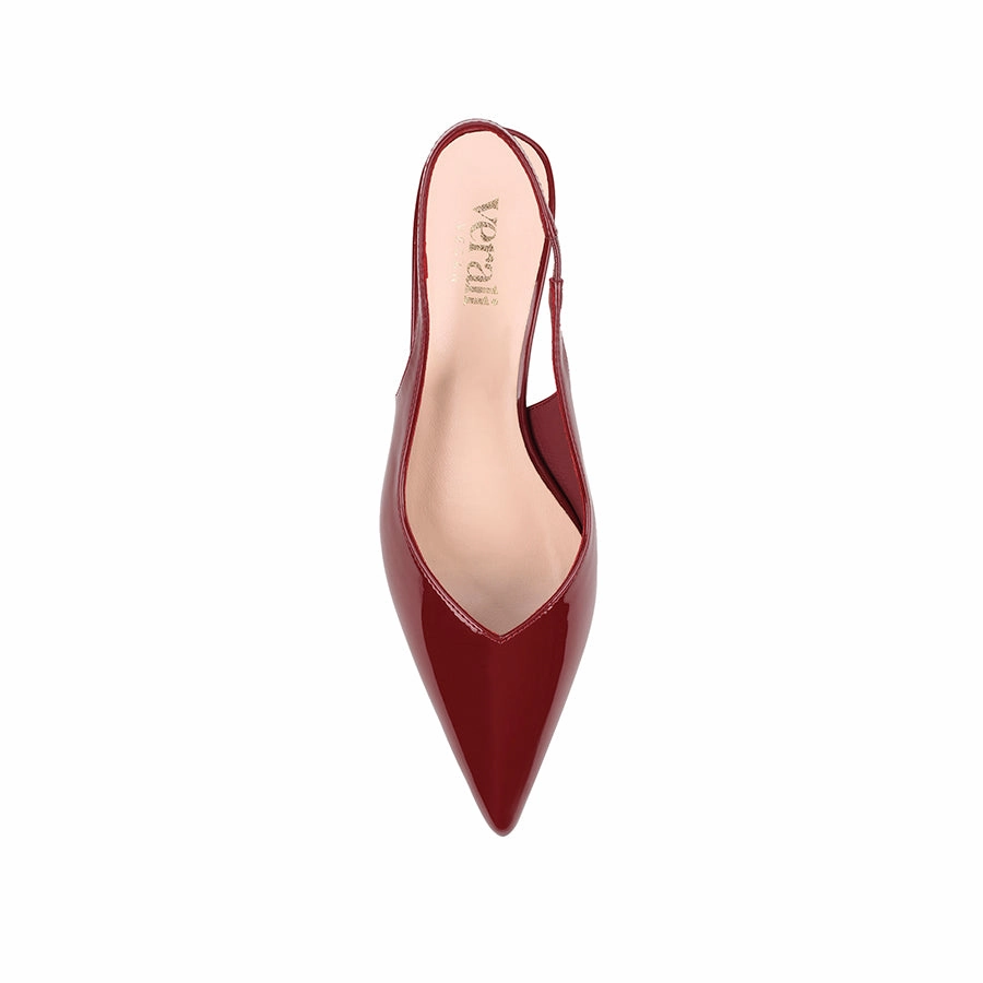Natural Tones Lush Slingback Kitten Heels - Wine Patent