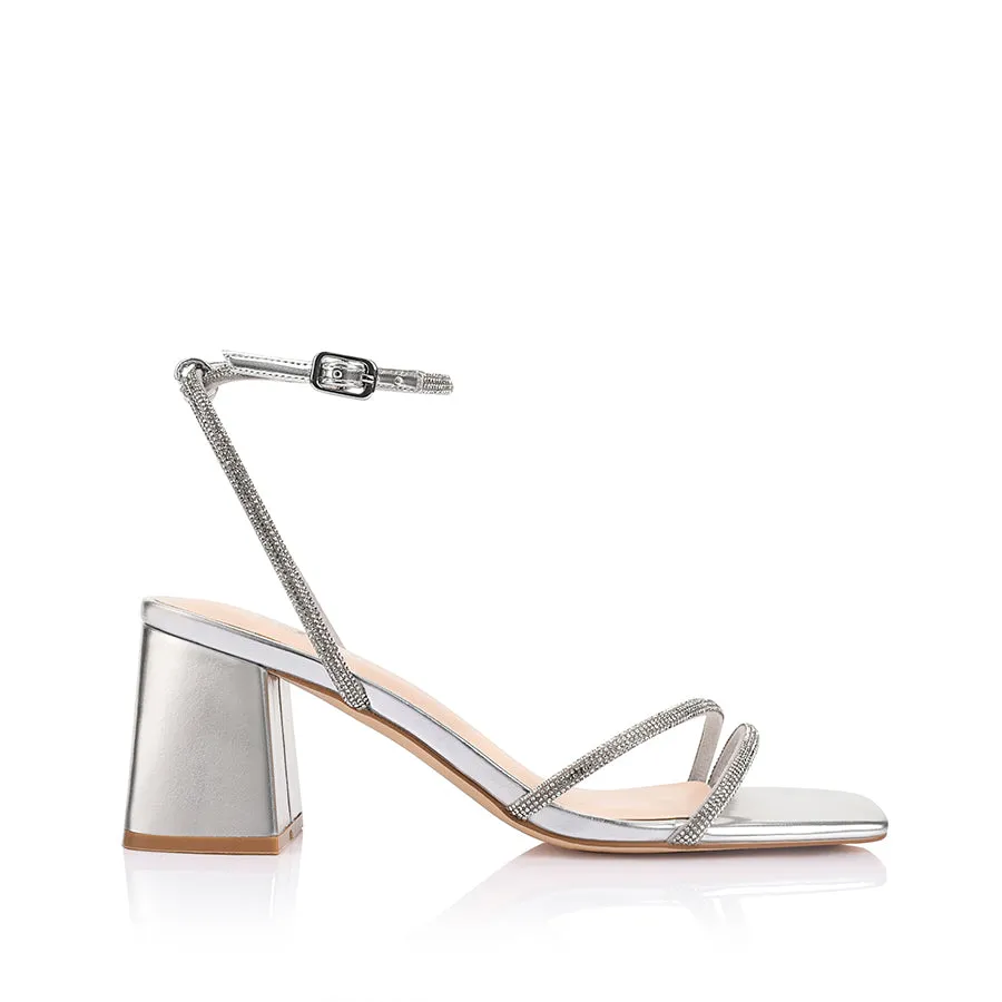Strawberry Block Heel Sandals - Silver Good flexibility Party Ready