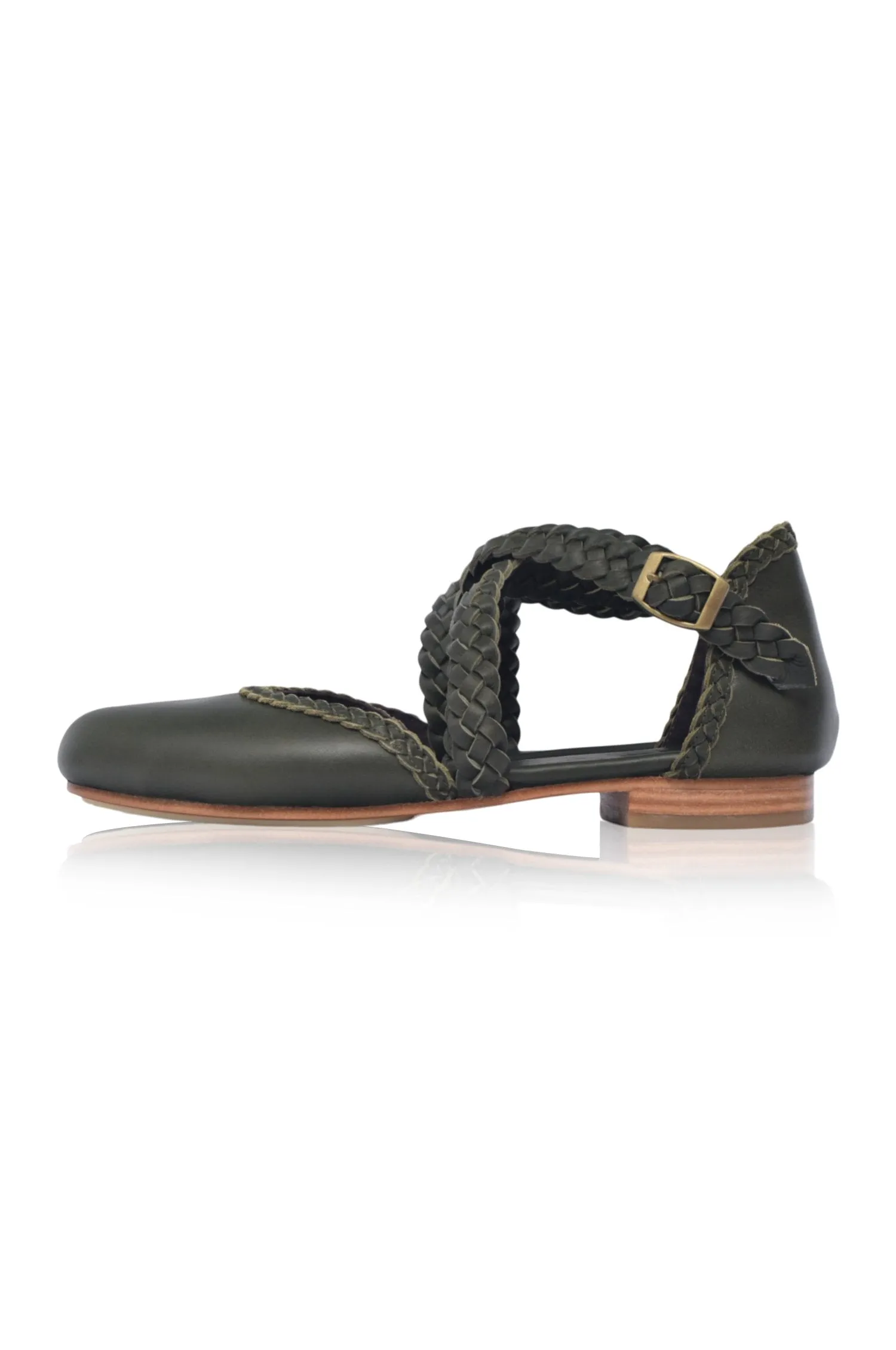 Look Point Breathable Cushion Tallulah Braided Leather Flats