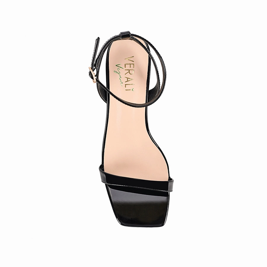 Tally Kitten Heel Sandals - Black Patent Calm Style